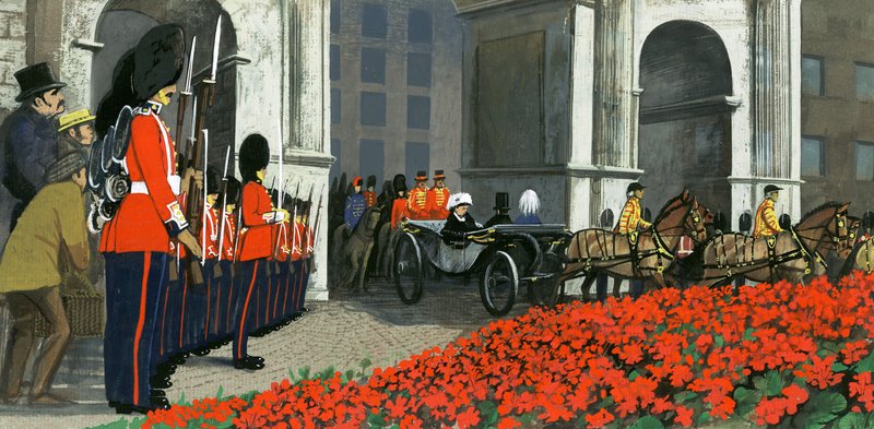 Camas de gerânios nos dias de Victoria de English School