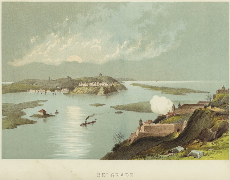 Belgrado na confluência dos rios Sava e Danúbio de English School