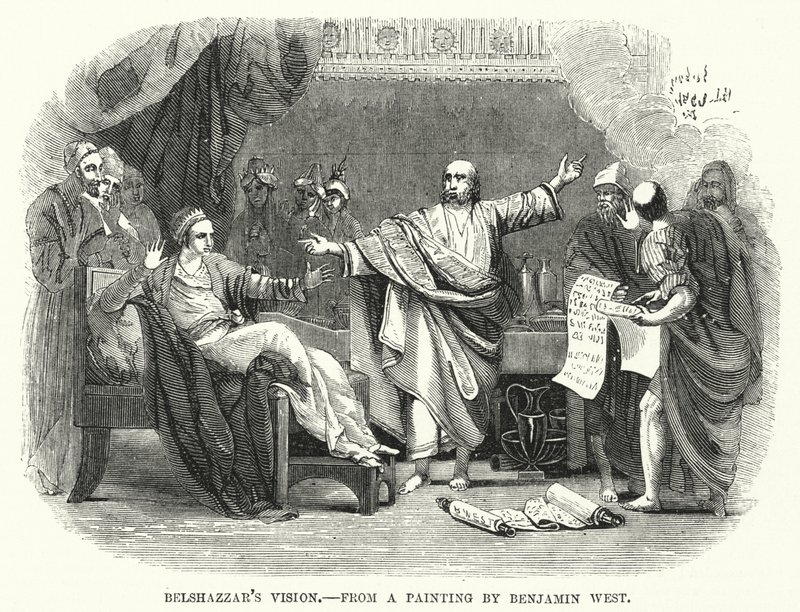 A Visão de Belshazzar, de uma pintura de Benjamin West (gravura) de English School