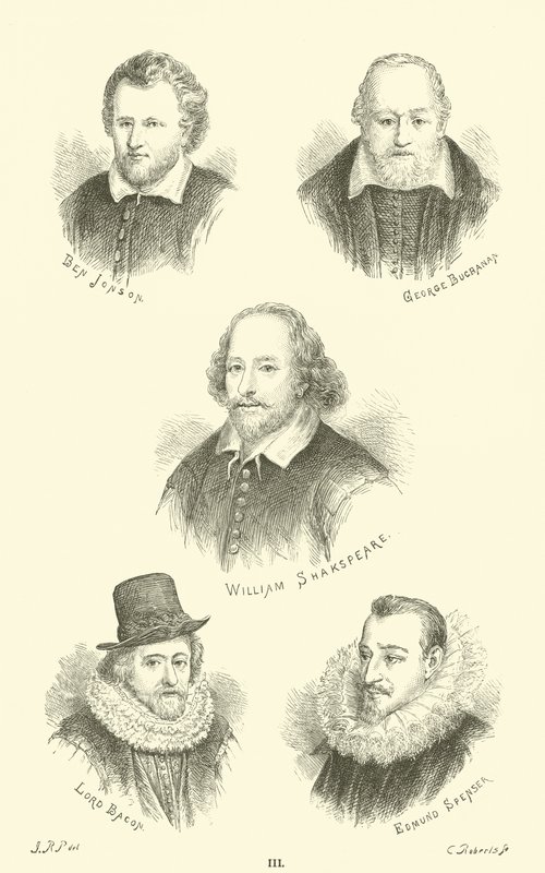 Ben Jonson, George Buchanan, William Shakespeare, Lorde Bacon, Edmund Spenser de English School