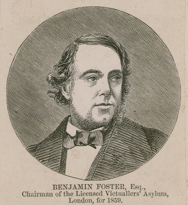 Benjamin Foster, Presidente do Asylment de Licensed Victuallers, Londres, 1859 de English School