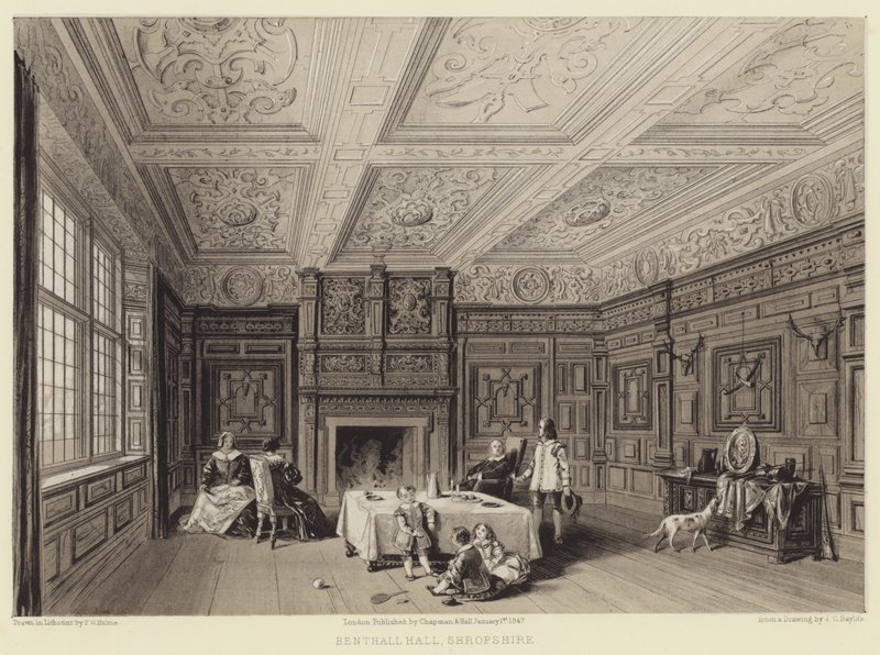 Benthall Hall, Shropshire (gravura) de English School