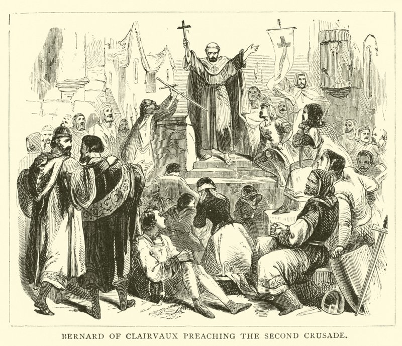 Bernard de Clairvaux pregando a Segunda Cruzada de English School
