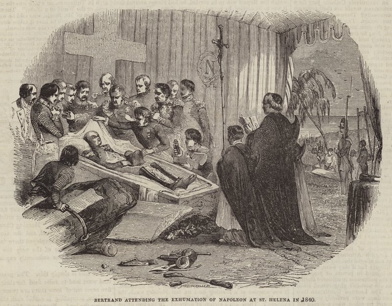 Bertrand participando da exumação de Napoleão em Santa Helena em 1840 de English School