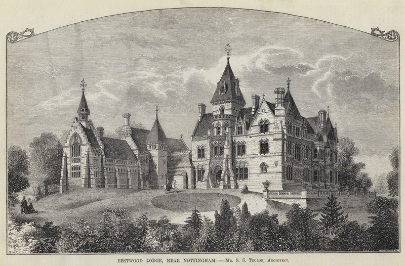 Bestwood Lodge, perto de Nottingham (gravura) de English School