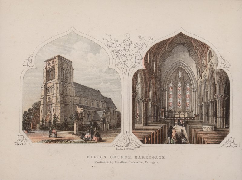 Bilton Church, Harrogate, North Yorkshire (gravura colorida) de English School