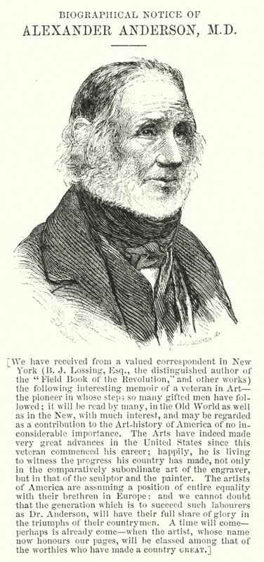 Aviso Biográfico de Alexander Anderson, MD (gravura) de English School