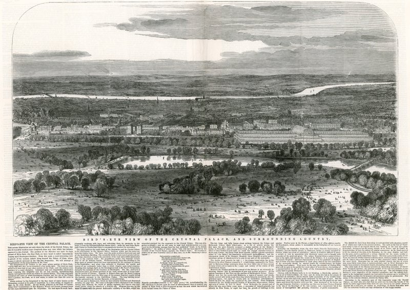 Birdseye, vista, de, a, palácio cristal, e, cercar, país, grande exibição, 1851 de English School