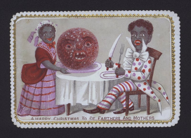 Casal negro desejando um Feliz Natal a De Farthers e Mothers (cor litho) de English School