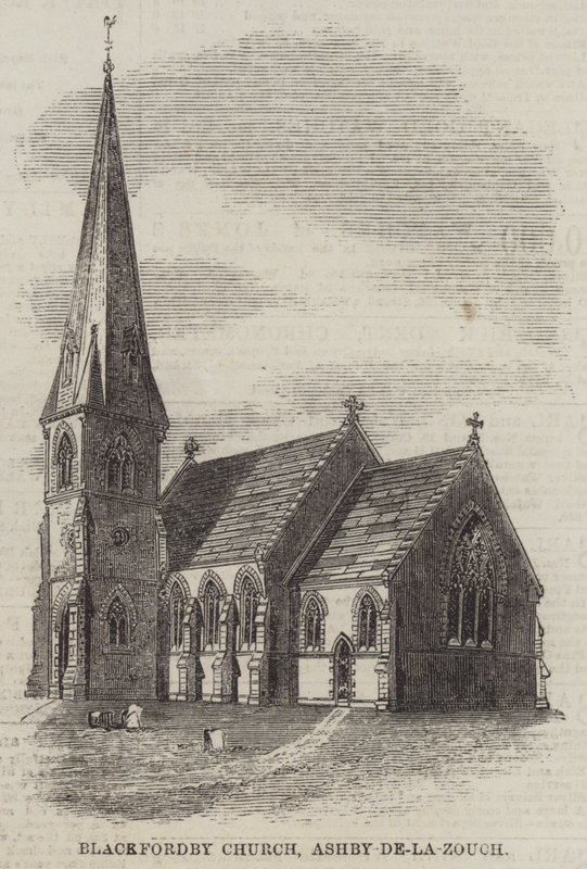 Igreja Blackfordby, Ashby-de-la-Zouch (gravura) de English School
