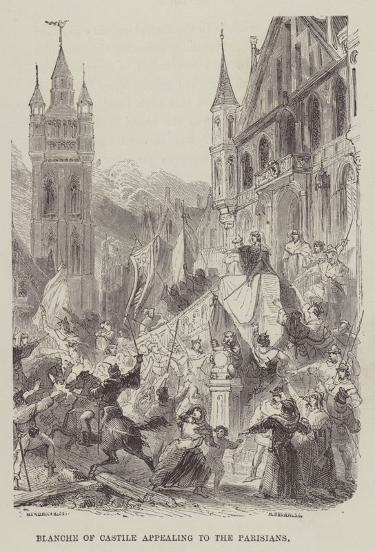 Blanche de Castela apelando aos parisienses (gravura) de English School