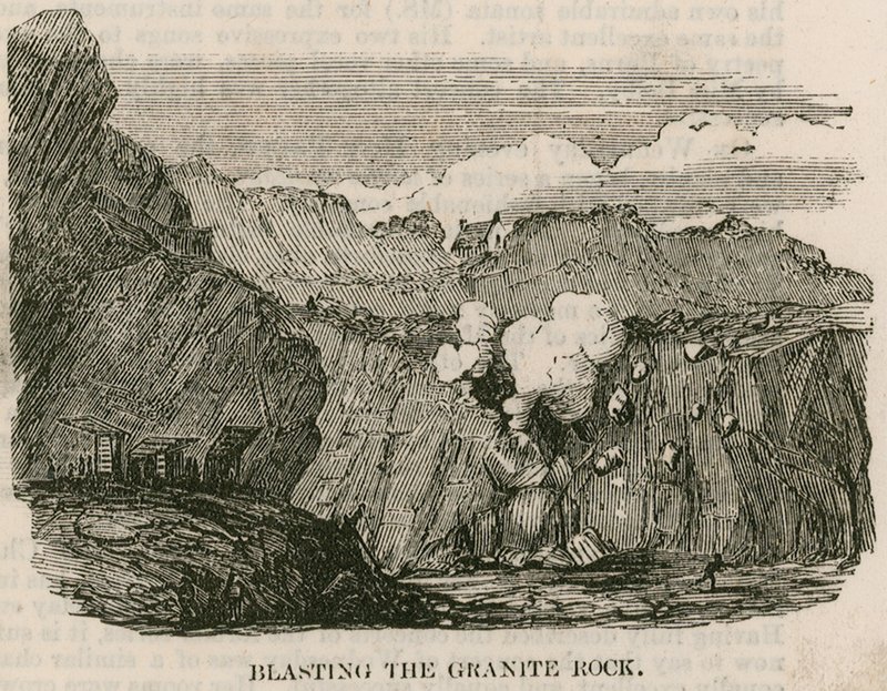 Explodindo a rocha de granito, Rubislaw, Aberdeen de English School