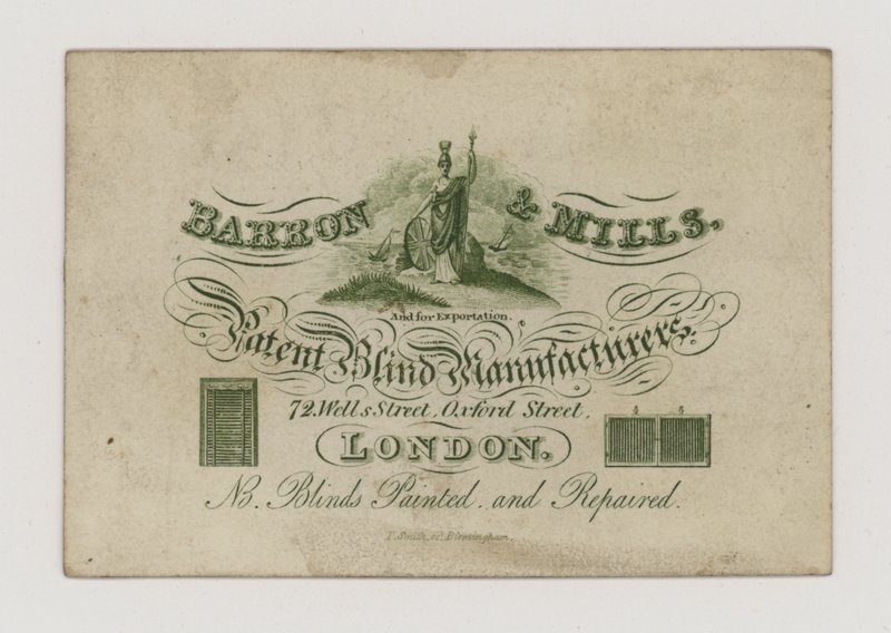Fabricantes cegos, Barron and Mills, trade card de English School