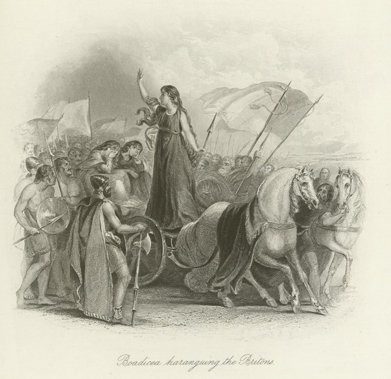 Boadicea arengando os bretões de English School