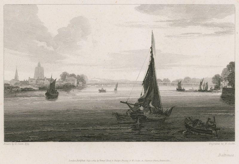 Barcos no rio Tamisa em Battersea de English School