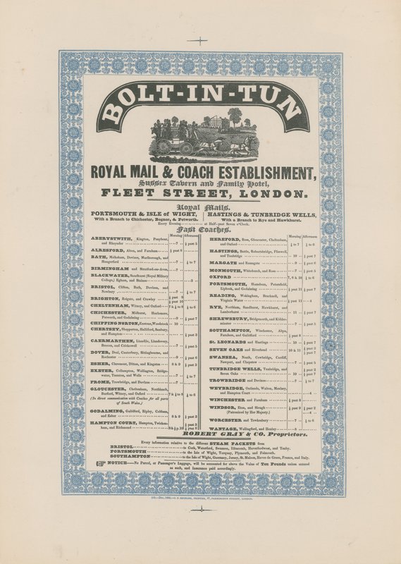 Estabelecimento real do correio & treinador de Bolt-in-Tun de English School