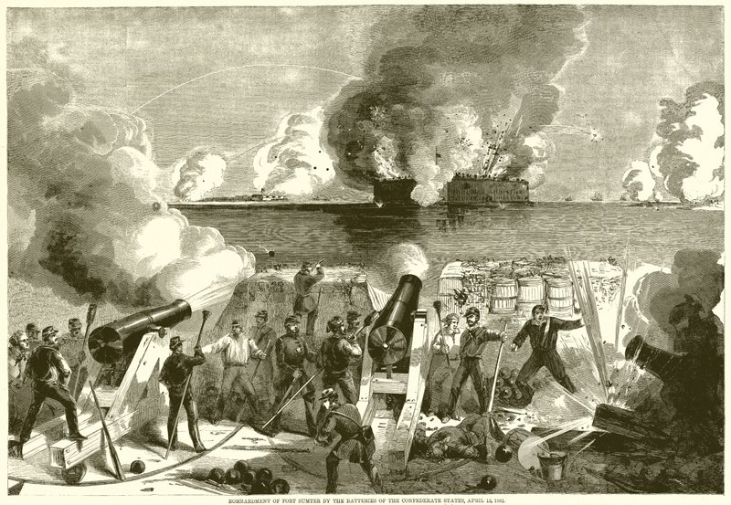 Bombardeio do Forte Sumter pelas Baterias dos Estados Confederados, 13 de abril de 1861 de English School