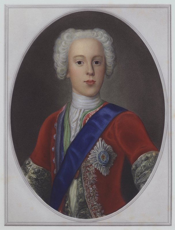 Bonnie Prince Charlie - Charles Edward Stuart, O Jovem Pretendente (litografia a cores) de English School