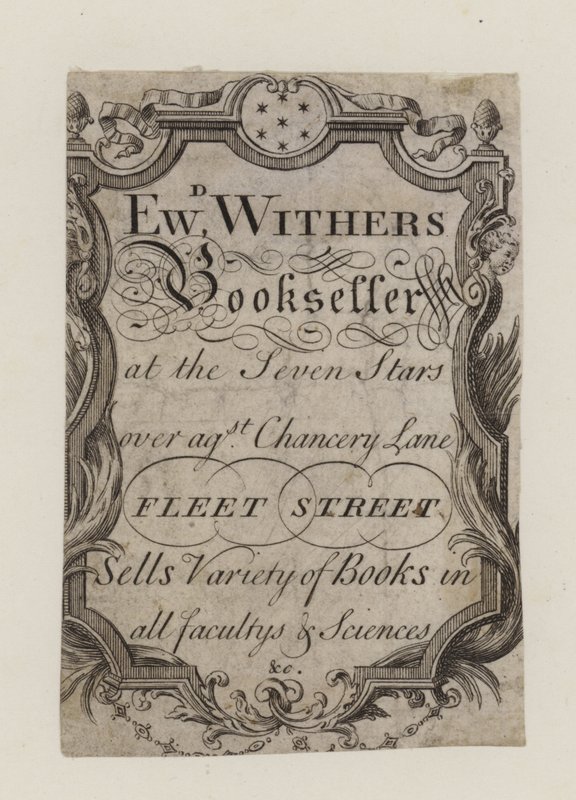 Livreiros, Edward Withers, cartão comercial de English School