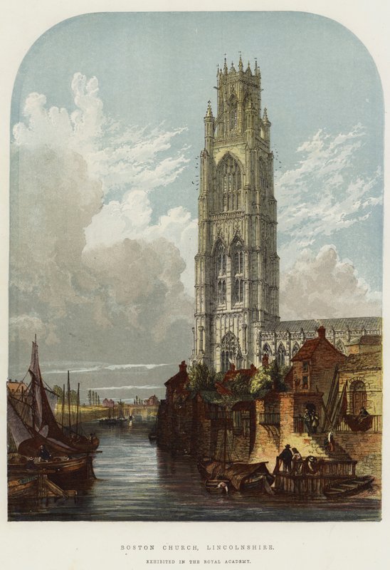 Igreja de Boston, Lincolnshire (chromolitho) de English School