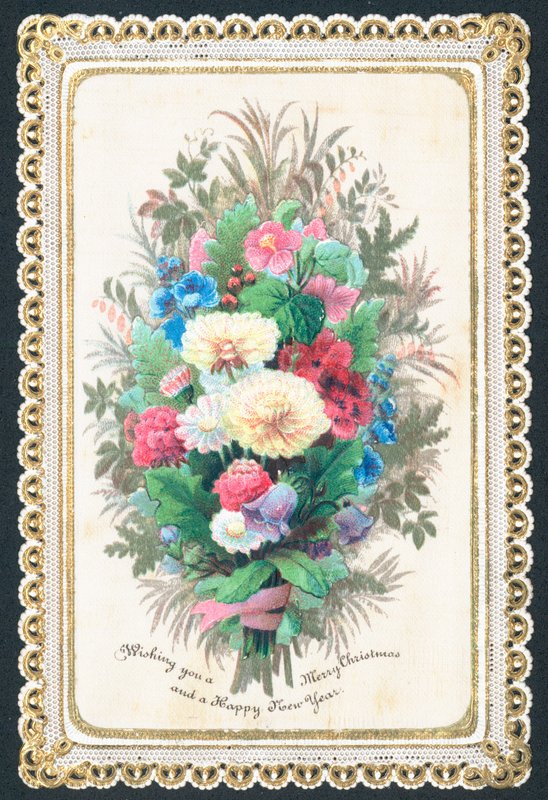 Buquê de flores, cartão de Natal de English School