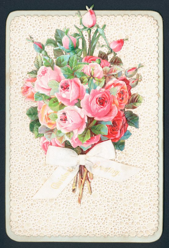 Buquê de rosas cor de rosa, cartão de Natal de English School