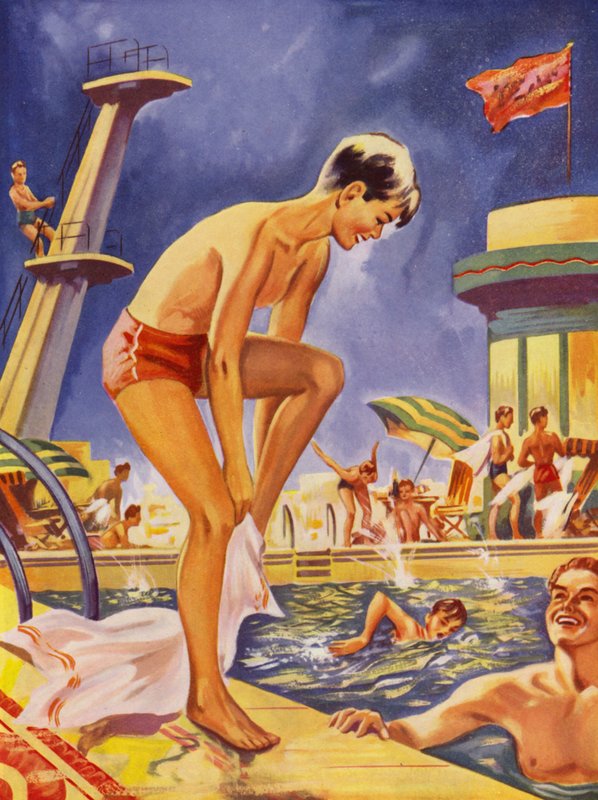 Rapaz a secar-se na piscina (cor litho) de English School