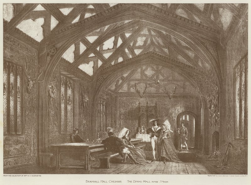 Bramhall Hall, Cheshire, The Dining Hall (litho) de English School