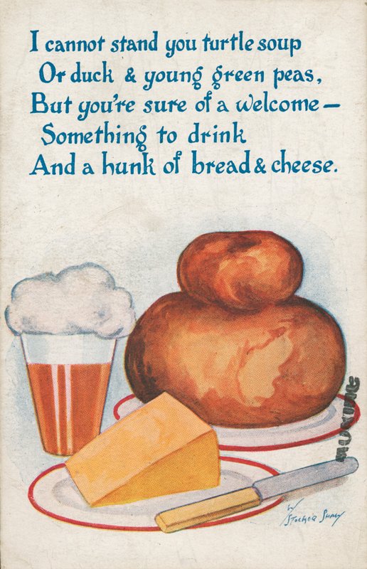 Pão, queijo e cerveja (lito a cores) de English School
