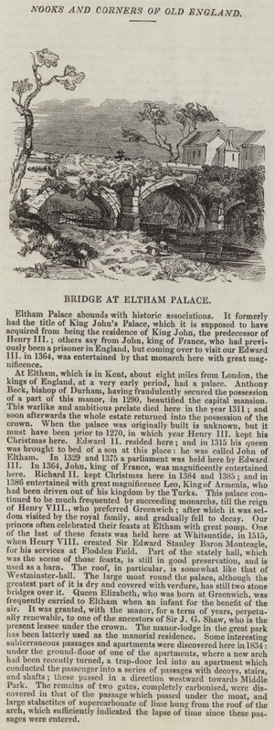 Ponte no Palácio de Eltham (gravura) de English School