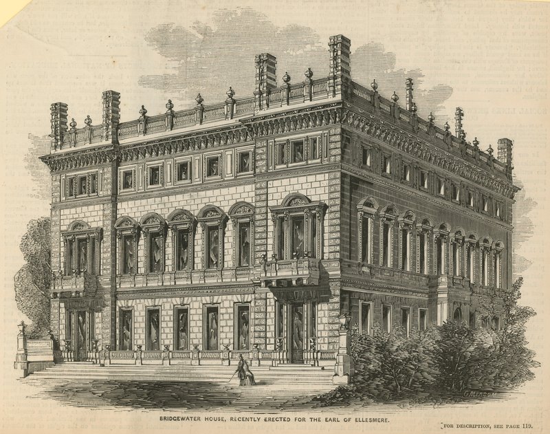 Bridgewater House, recentemente erigida para o Conde de Ellesmere de English School