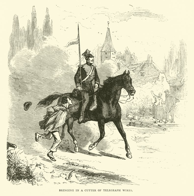 Trazendo um cortador de fios telegráficos, setembro de 1870 de English School