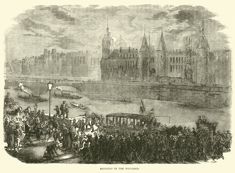 Trazendo os feridos, novembro de 1870 de English School