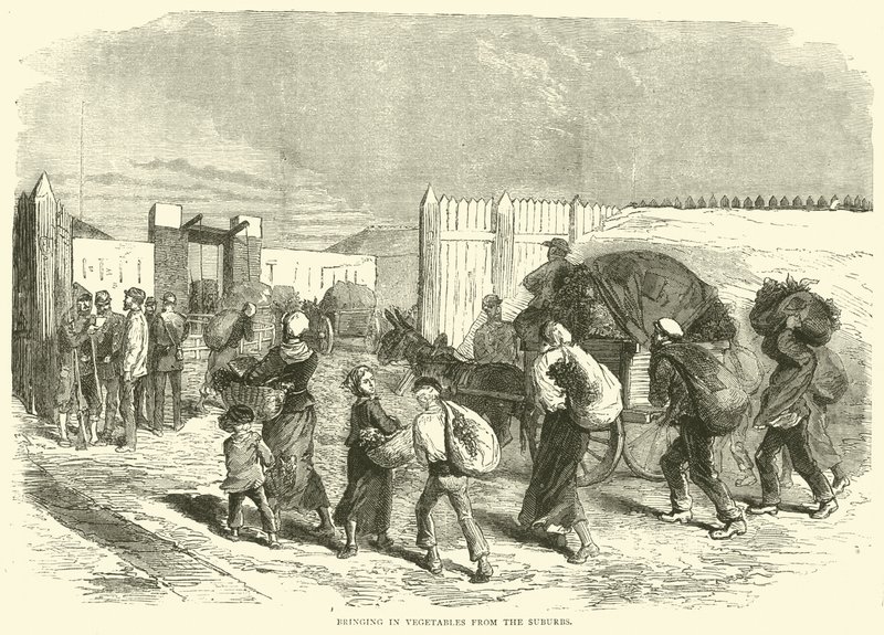 Trazendo vegetais dos subúrbios, outubro de 1870 de English School