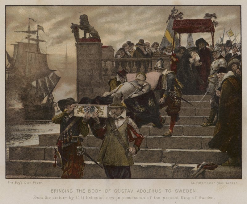 Trazendo o corpo de Gustav Adolphus para a Suécia, 1632 de English School