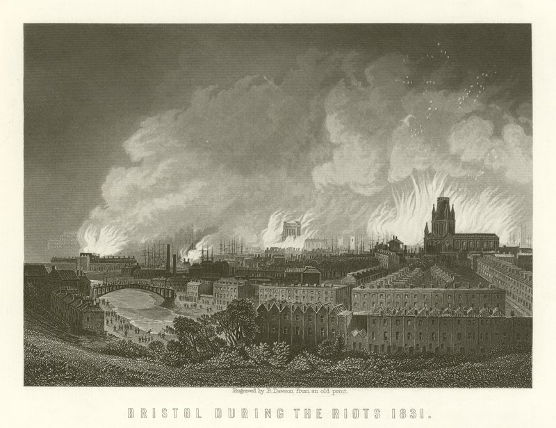Bristol durante os tumultos 1831 de English School