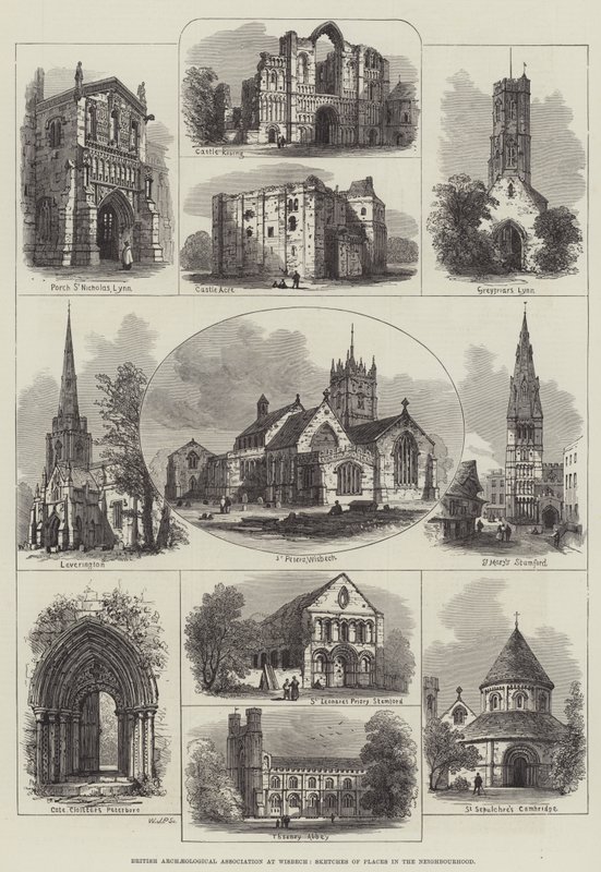 British Archaeological Association at Wisbech, Sketches of Places in the Neighbourhood (gravura) de English School