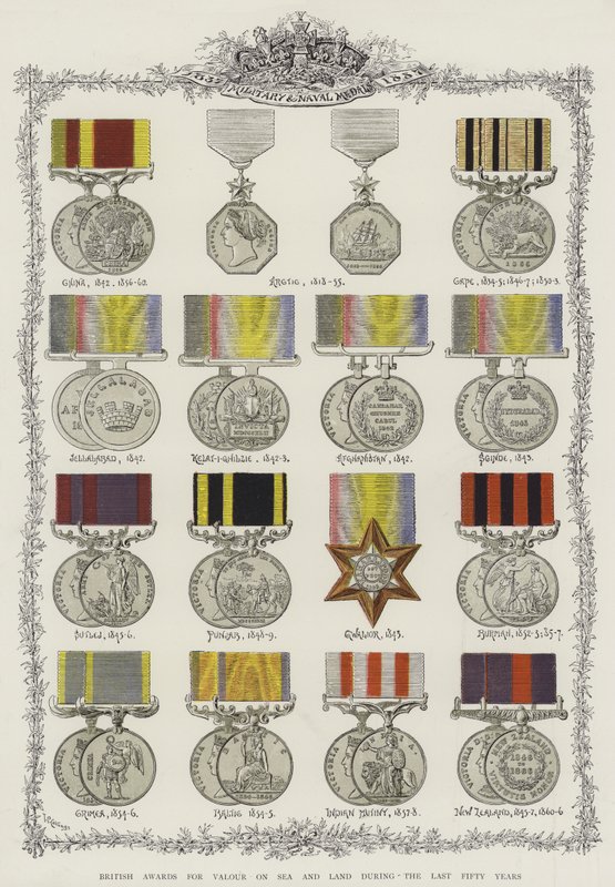 Prémios Britânicos para o Valour on Sea and Land durante os últimos cinquenta anos (chromolitho) de English School