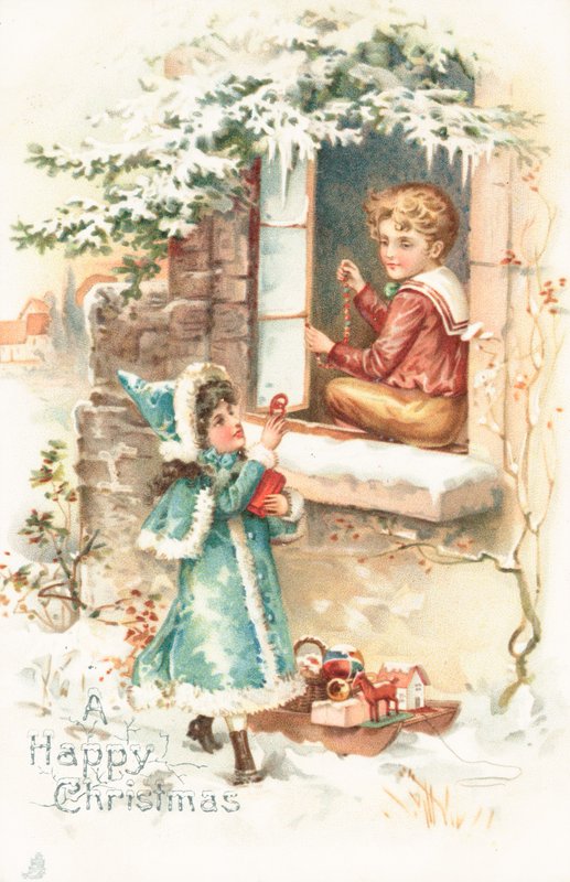 Cartão de Natal britânico de English School