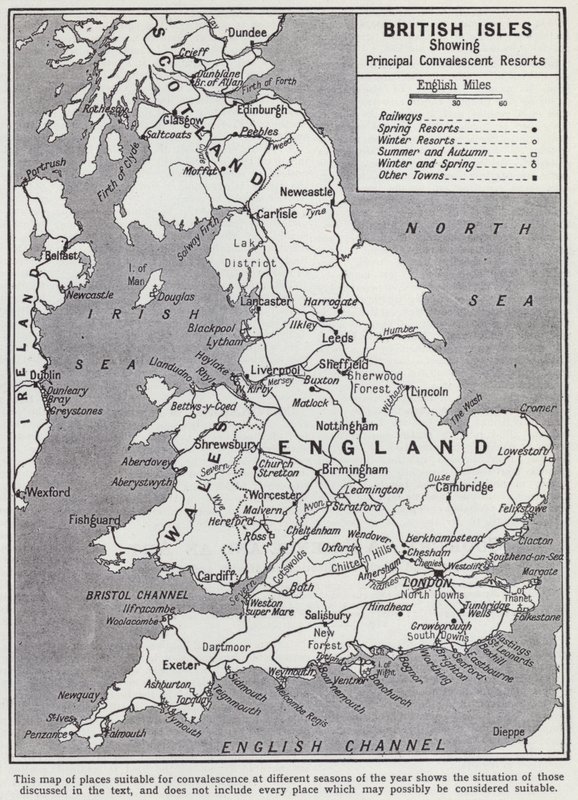 Ilhas Britânicas, Principais Resorts de Convalescença (litho) de English School