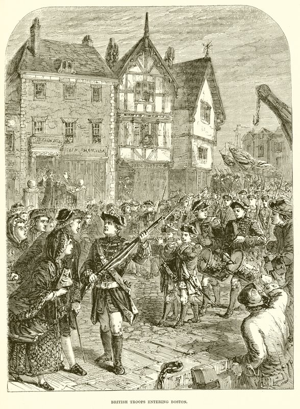 Tropas britânicas entrando em Boston de English School