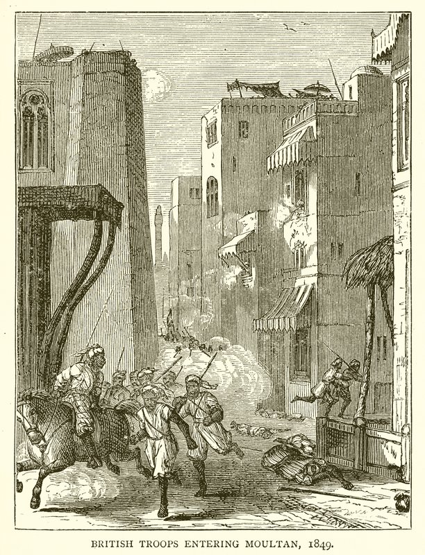 Tropas britânicas entrando em Moultan, 1849 de English School