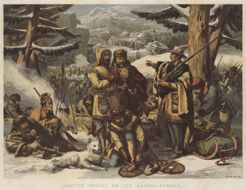 Tropas Britânicas na Marcha, Canadá (chromolitho) de English School