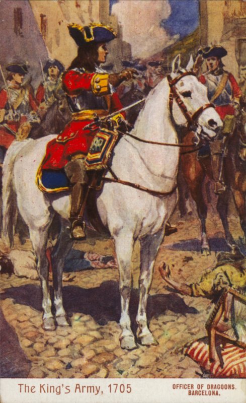 Oficial britânico dos dragões, Barcelona, Espanha, Guerra da Sucessão Espanhola de English School