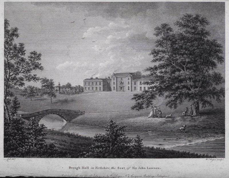 Brough Hall em Yorkshire, a Sede de Sir John Lawson (gravura) de English School