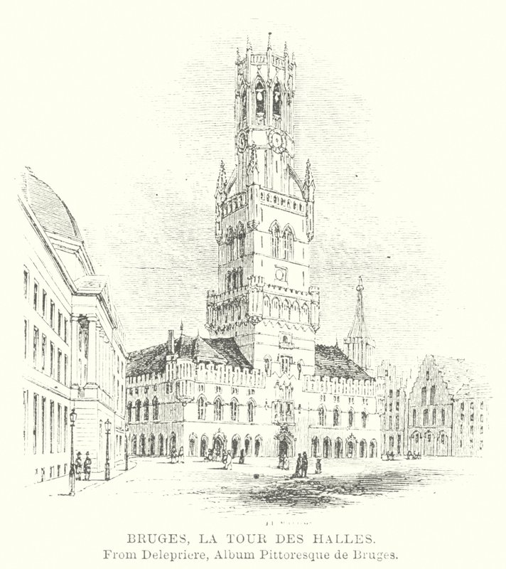 Bruges, Torre Halles (gravura) de English School