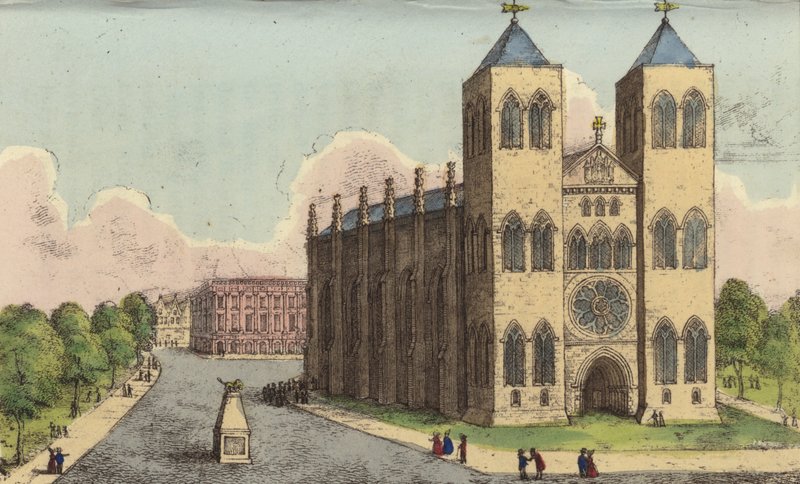 Catedral de Brunswick, Alemanha, último lugar de descanso da Rainha Carolina, esposa distante do Rei Jorge IV (gravura colorida) de English School