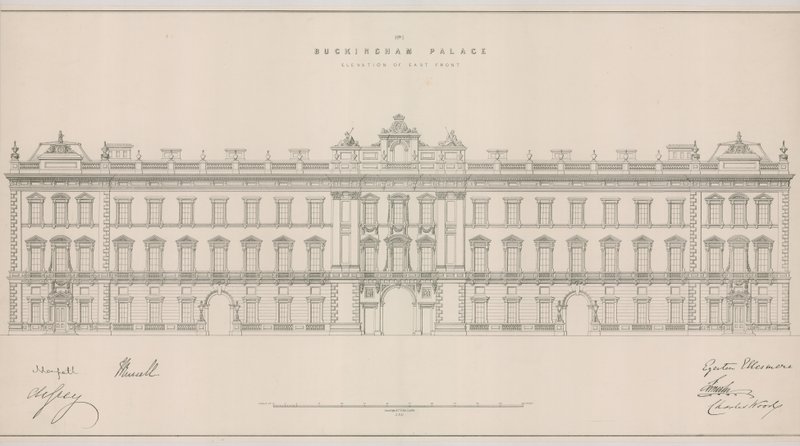 Palácio de Buckingham, elevação da frente leste de English School