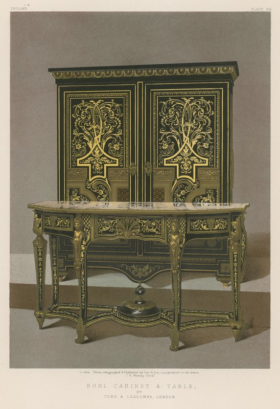 Gabinete Buhl e Mesa de Toms e Luscombe, Londres de English School