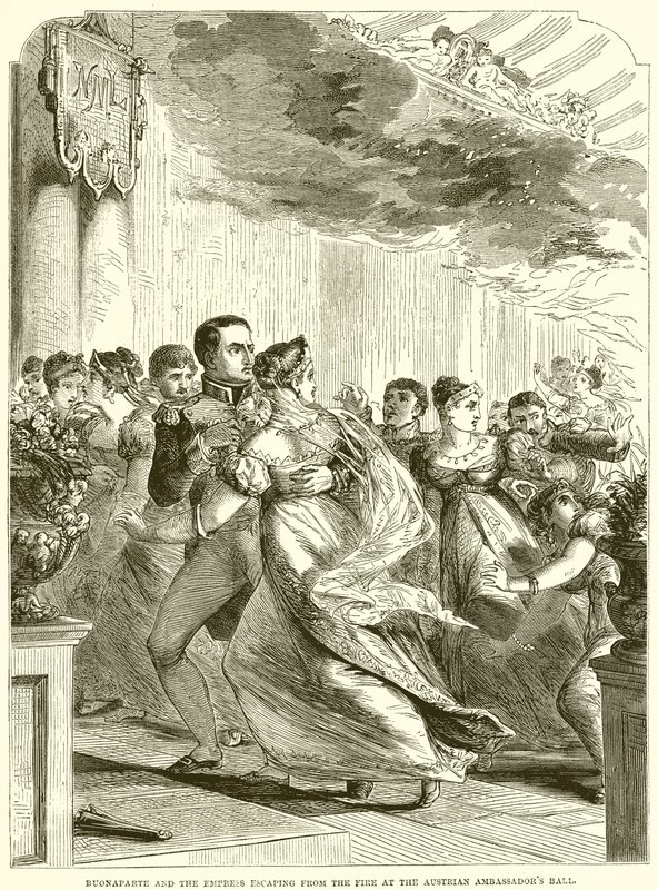 Buonaparte e a Imperatriz Escapando do fogo no Baile dos Embaixadores da Áustria de English School